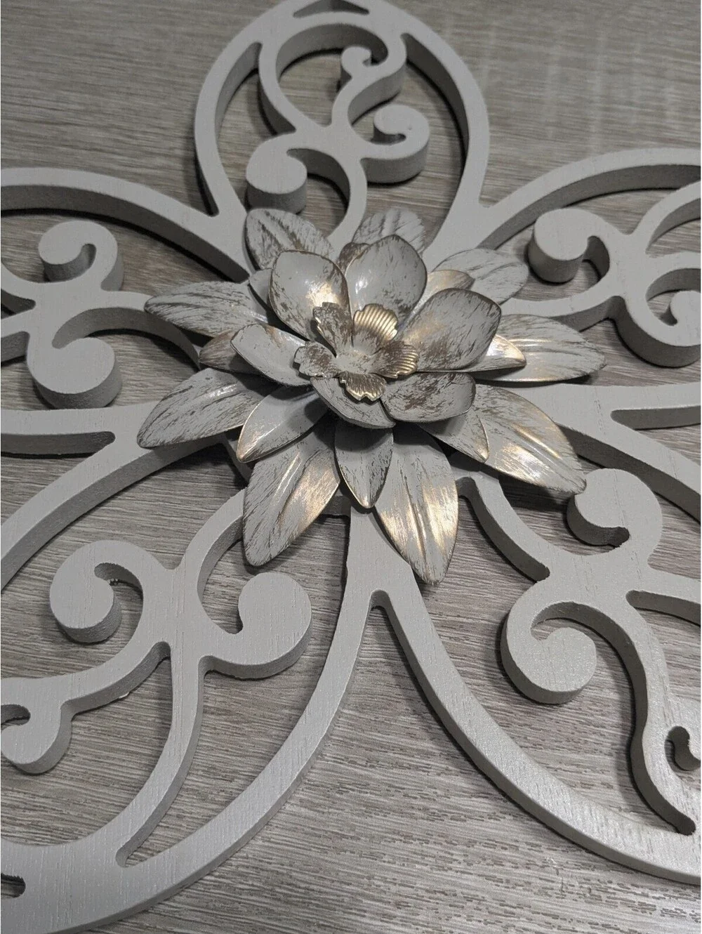 Decorative White Wooden Flower Wall Hanging